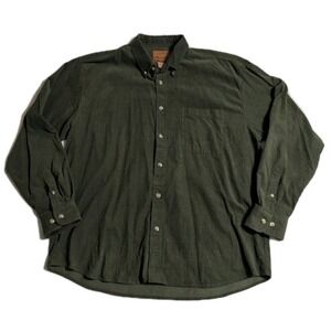 Buckhorn River Mens XL Green Corduroy Button Down Shirt Outdoorsy Dadcore